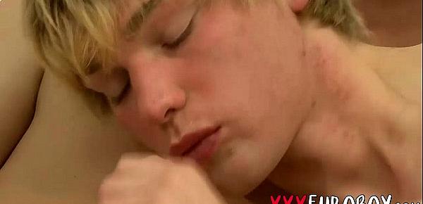 Horny blonde twink gay lovers hot blowjob and anal fuck
